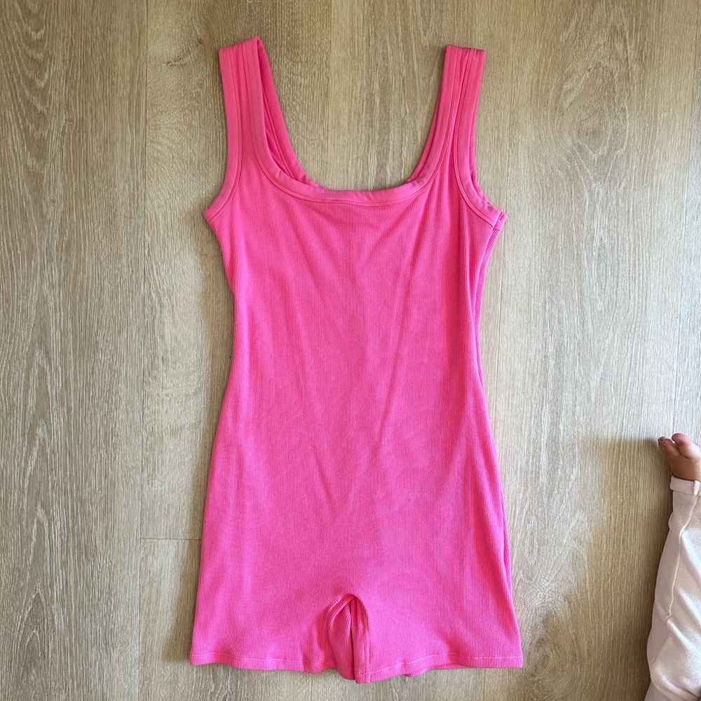 Skims Pink Cotton Rib Onesie Large NWT
